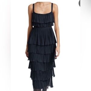 Cinq a Sept Size 10 Navy Blue Tiered Dress